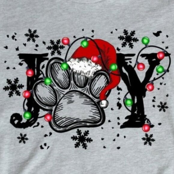 Joy Christmas Shirt, Paw Christmas Tee, Dog Lovers Tee - Picture 2 of 4